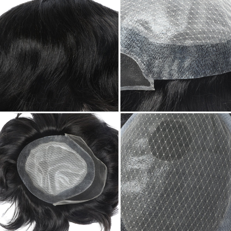 Hair patch wig for men black hair